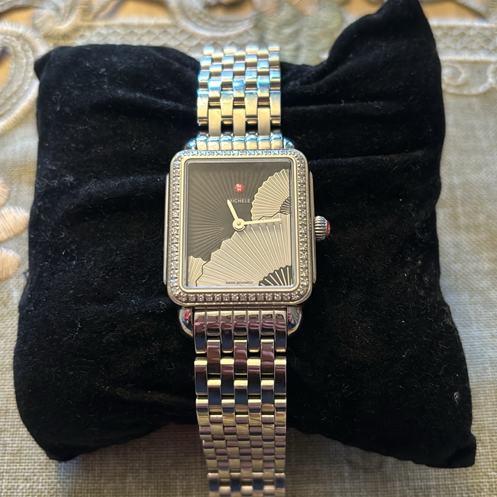 Michele Deco II Fan Dial 62 Diamond Sapphire Crystal Watch